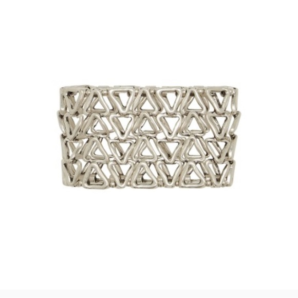Wide Silver Plated Geometric Triangle Boho Cuff Bracelet | Handmade NWT - Picture 6 of 14